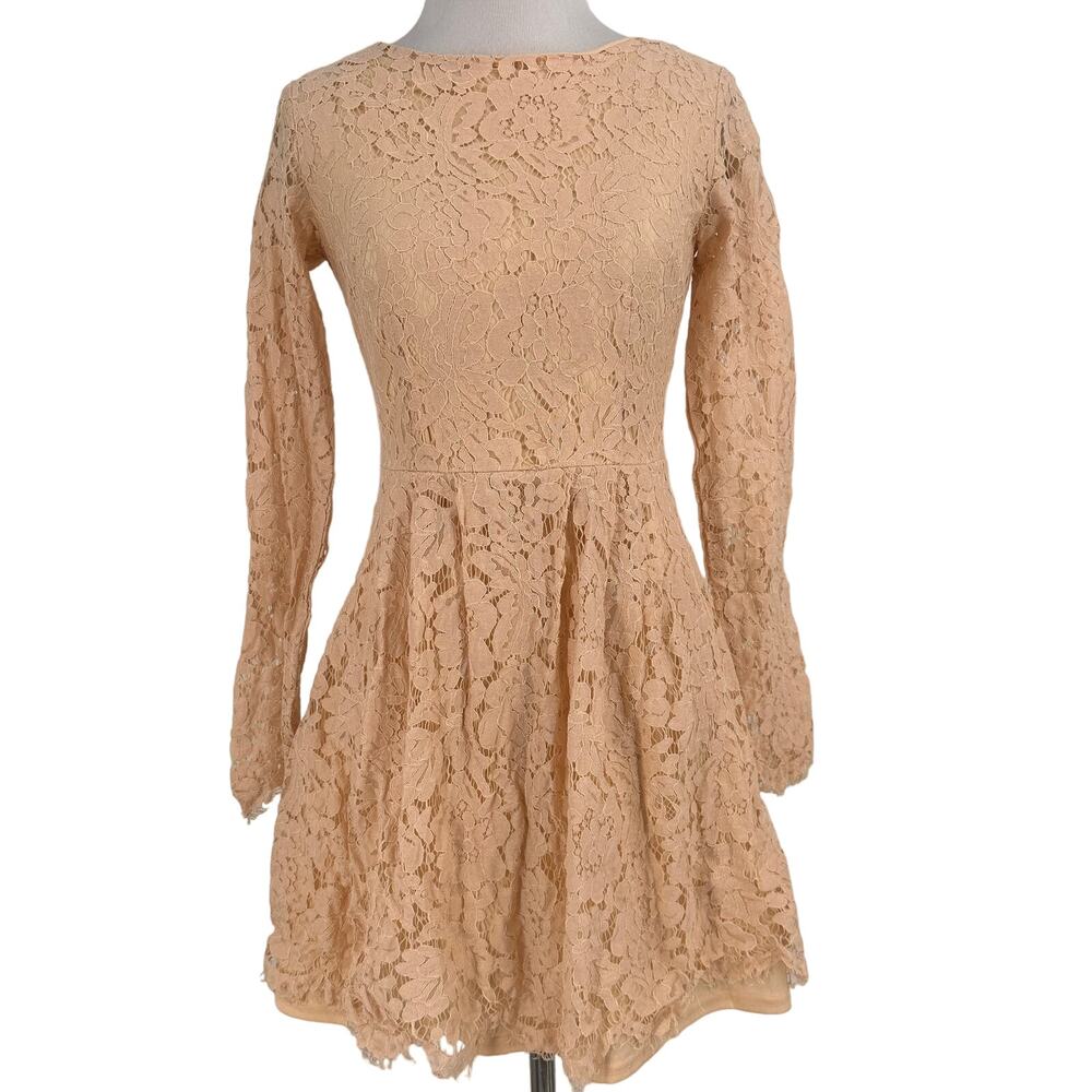 Bohme Peach Long Sleeve Lace Dress Size Small